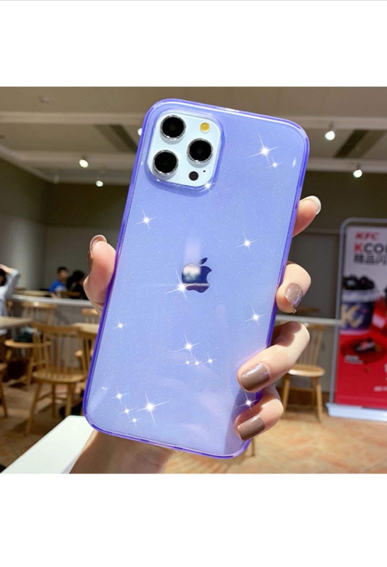 Photo 1 of Anynve Compatible with iPhone 12 Pro Max Case Clear Glitter, Sparkle Bling Case [Anti-Shock Matte Edge Bumper Design] Cute Slim Soft Silicone Gel Phone Case 6.7''(2020) -Purple (pack of 2)