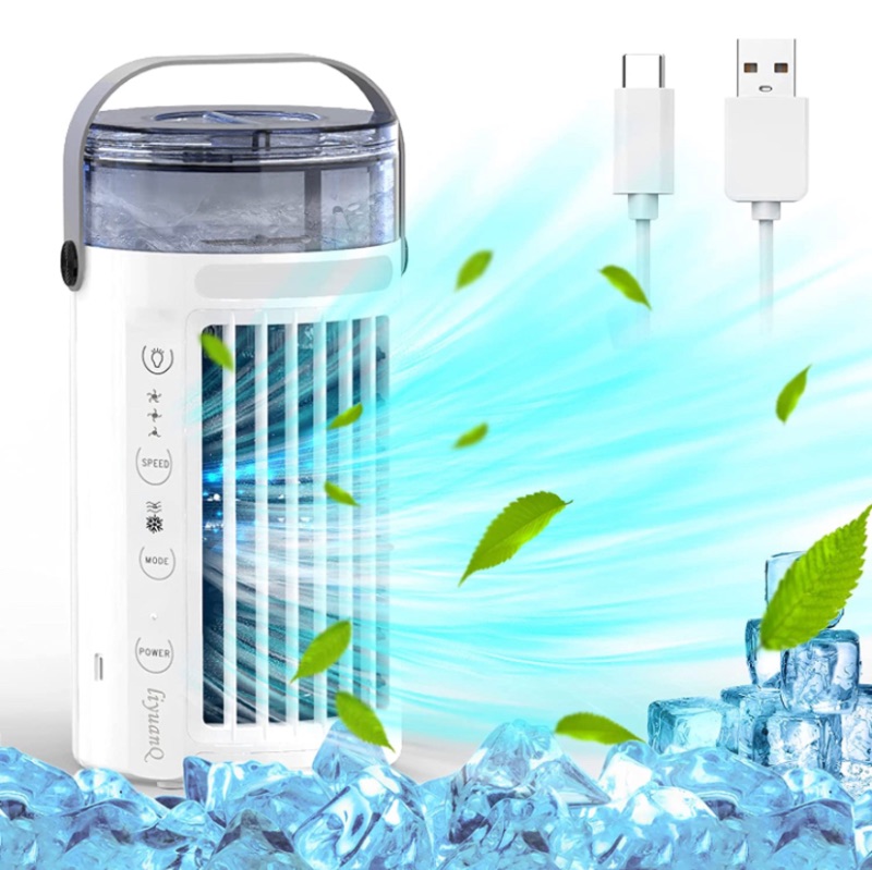 Photo 1 of Portable Air Conditioner Fan AC Evaporative Air Cooler, Personal Small Cooling Fan Quiet 3-Speed, USB Desk Mini Air Conditioner for Car with Touch Control LED Light, Perfect Bedroom Home Office Car