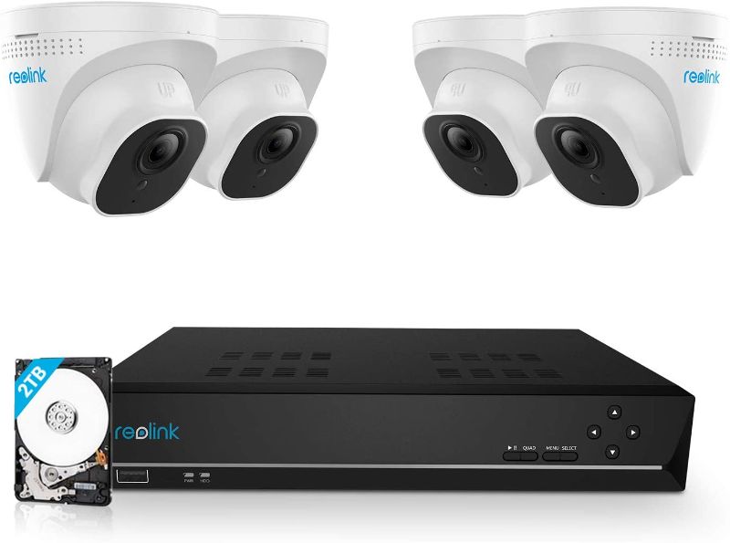 Photo 1 of REOLINK 5MP 8CH Home Security Camera System, 4pcs Wired 5MP Outdoor PoE IP Cameras, 4K 8CH NVR with 2TB HDD for 24-7 Recording, RLK8-520D4-5MP - open box - like new
