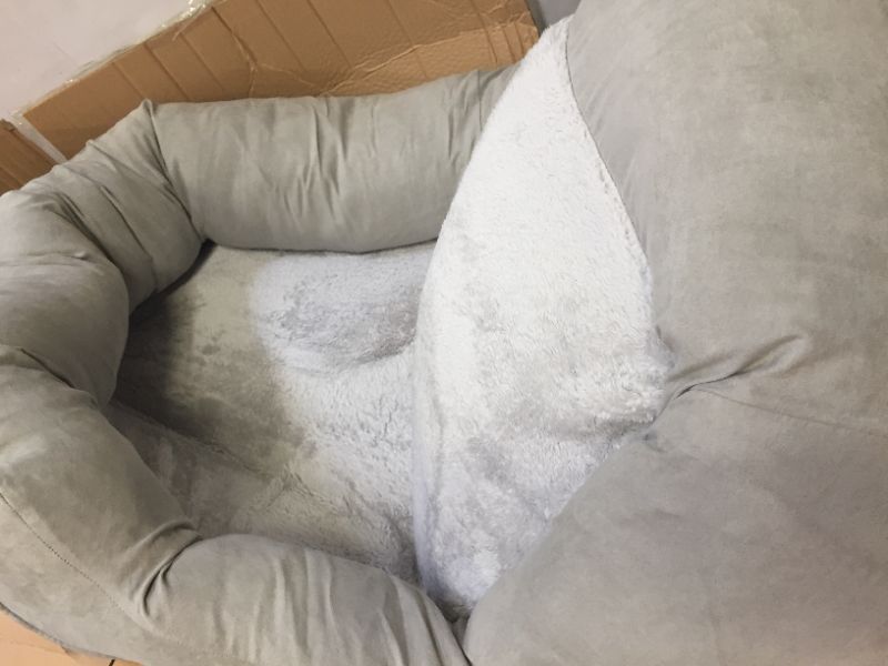 Photo 1 of BarksBar Large Gray Orthopedic Dog Bed - 40 x 30 inches - Snuggly Sleeper with Solid Orthopedic Foam, Non-Slip Back---------hair on item indicate prior use 