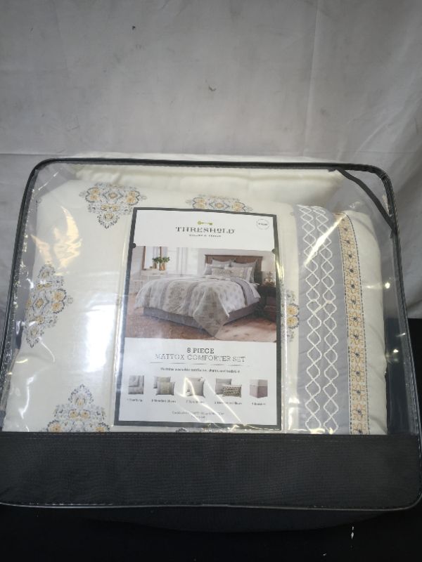 Photo 2 of 8pc Mattox Medallion Comforter Set Yellow/Gray - Threshold
Size: Queen