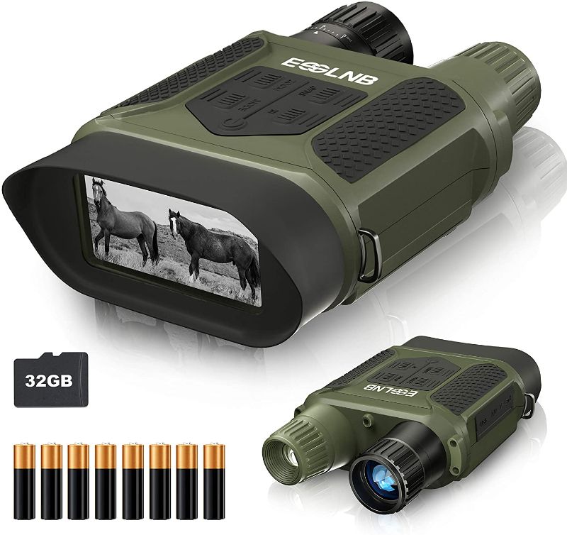 Photo 1 of ESSLNB Night Vision Binoculars 400m/1300ft for 100% Full Darkness 7x31mm Night Vision Goggles with 32G TF Card and Photos Videos Recorder Function 2" LCD Infrared Binoculars with Night Vision
