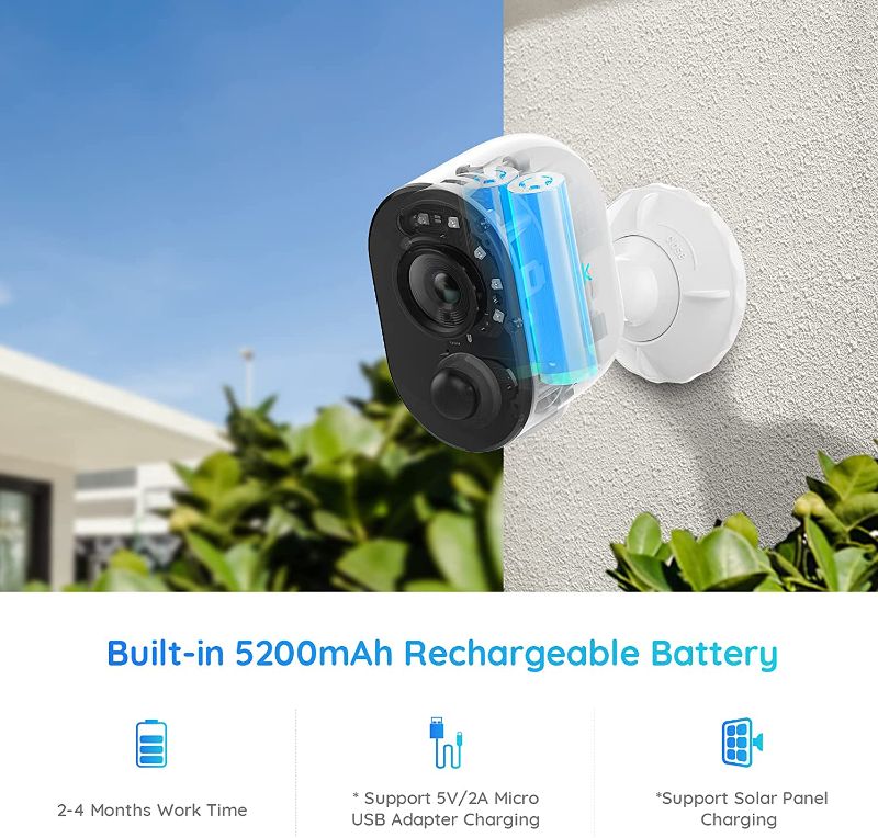 Photo 1 of Spotlight Security Camera Wireless Outdoor Wire-Free Battery/Solar Powered, PIR Motion Activated Video Record, 1080P Night Vision, Two-Way Talk, Built-in Siren, for Home Surveillance Reolink Argus 3 Solar Panel not included
