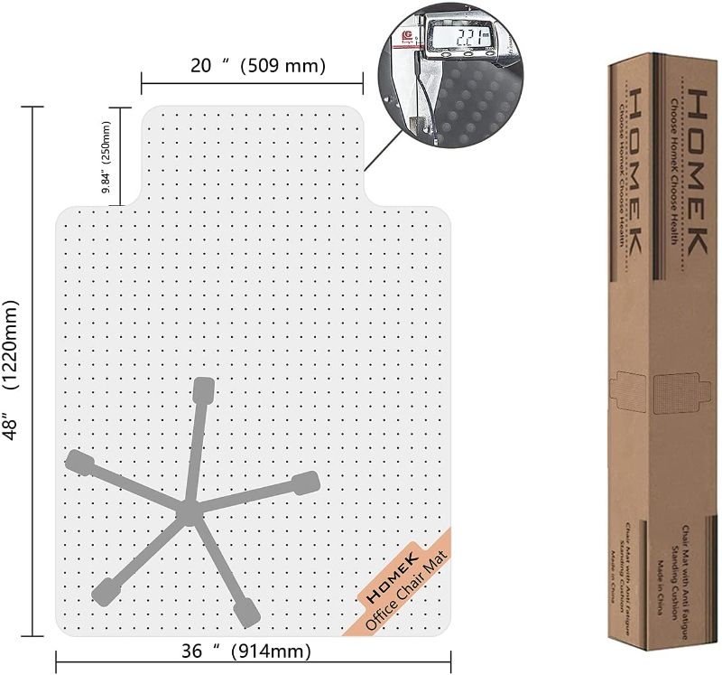 Photo 1 of Office Chair Mat for Carpeted Floors - Clear Carpet Chair Mat with Lip 48”x 36”x 0.09”