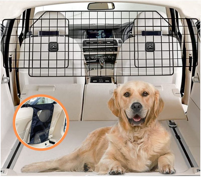 Photo 1 of COLETA Dog Car Barrier for SUVs & Vehicles - Adjustable Large Pet Barrier with Bonus Guard Mesh for Full Coverage. Heavy-Duty, Universal-Fit Easy Install-Removal Divider for Pet Car Safety
