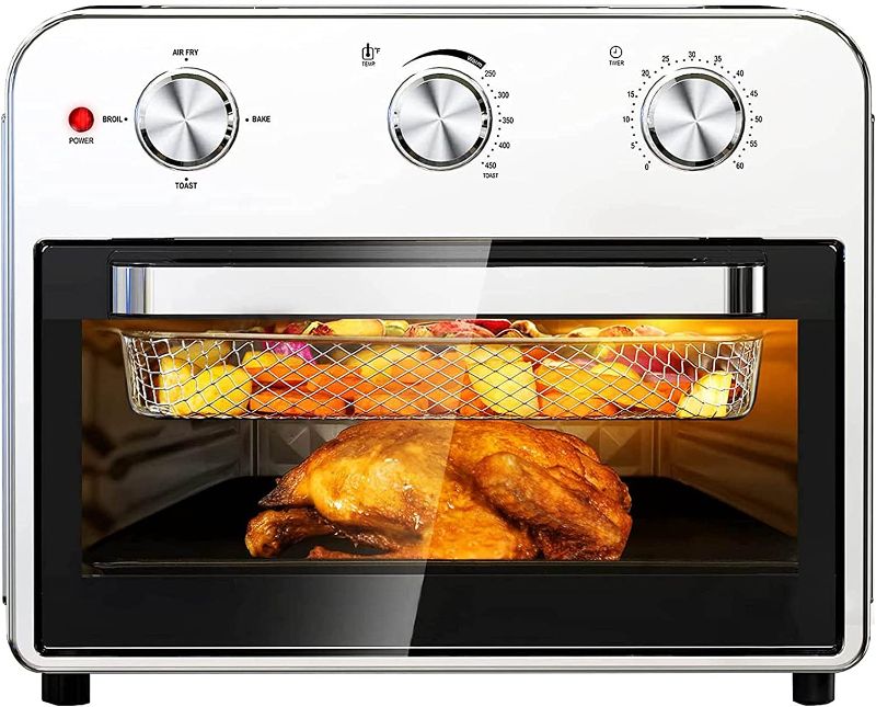 Photo 1 of Qisebin Air Fryer Toaster Oven 21 Quart Large Convection Toaster Oven Countertop Stainless Steel Finish, Air Fry, Roast, Toast (AIRFRYER-A1)
