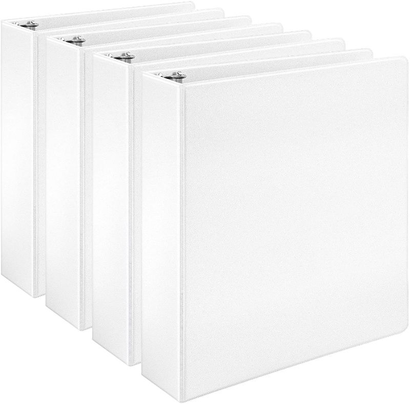 Photo 1 of Cardinal Economy 3-Ring Binders, 1", Round Rings, Holds 225 Sheets, ClearVue Presentation View, Non-Stick, White, Carton of 12 (90621)
