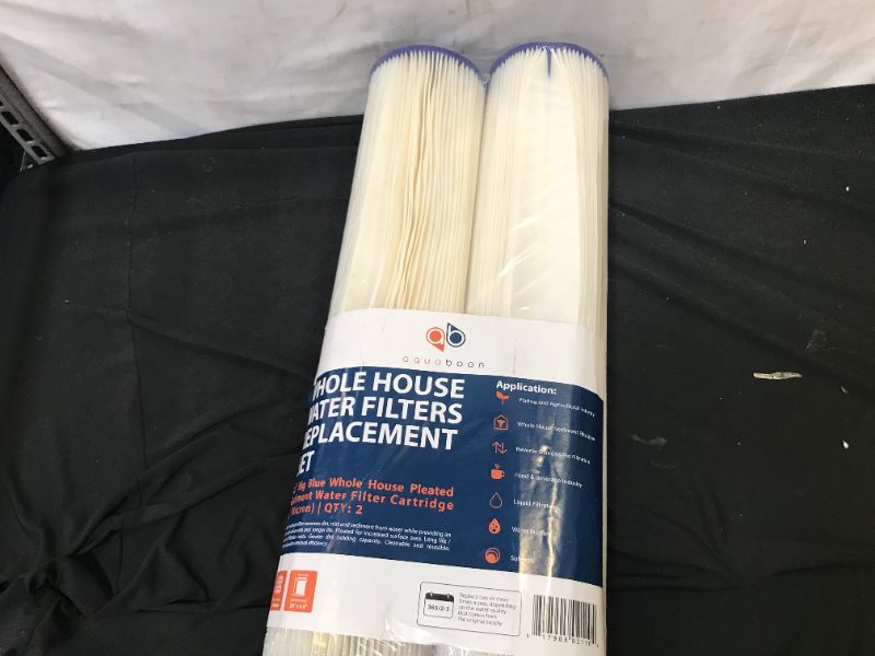 Photo 2 of Aquaboon 1 Micron 20" Pleated Sediment Water Filter Replacement Cartridge | Whole House Sediment Filtration | Compatible with ECP5-BB, AP810-2, HDC3001, CP5-BB, SPC-45-1005, ECP1-20BB, 2-Pack
