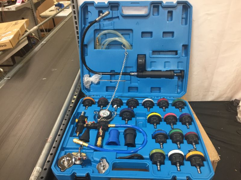 Photo 1 of 28PCS Coolant System Pressure Tester Kit for Vehicles, Universal Automotive Radiator Cooling Pressure Tester with Coolant Refill Tool Kit