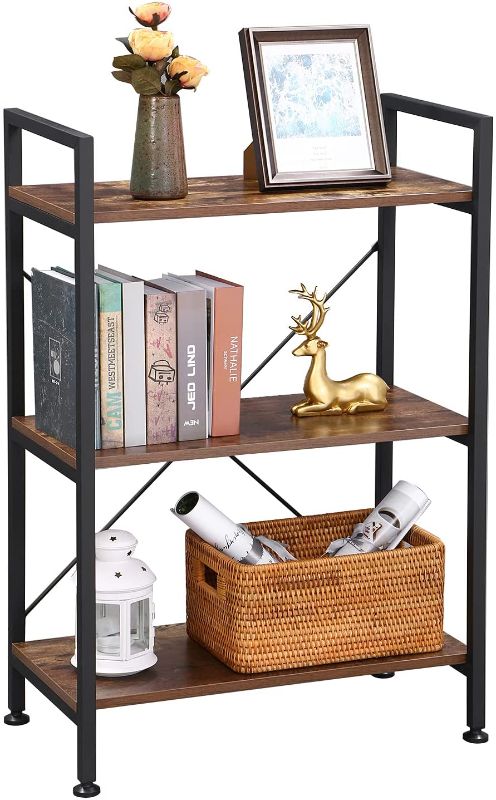 Photo 1 of BEWISHOME 3-Tier Bookshelf Small Bookcase Multifunctional Storage Shelves Display Rack for Plant, Books, Photos Furniture for Entryway Living Room Bathroom Bedroom JCJ32Z
