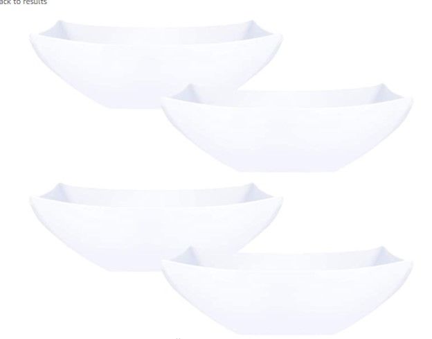 Photo 1 of 4 Square Bowls for Salad or Party Serving by Blue Sky Trading White Plastic  32 ounce Square Serving Bowls, Party Snack or Salad Bowl, Medium Plastic Elegant White Pack of 4