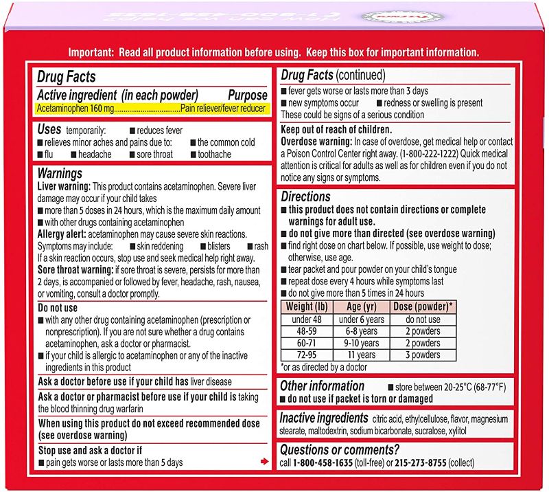 Photo 2 of 3 boxes-Children's Tylenol Dissolve Powder Packets with 160 mg Acetaminophen, Wild Berry, 30 ct