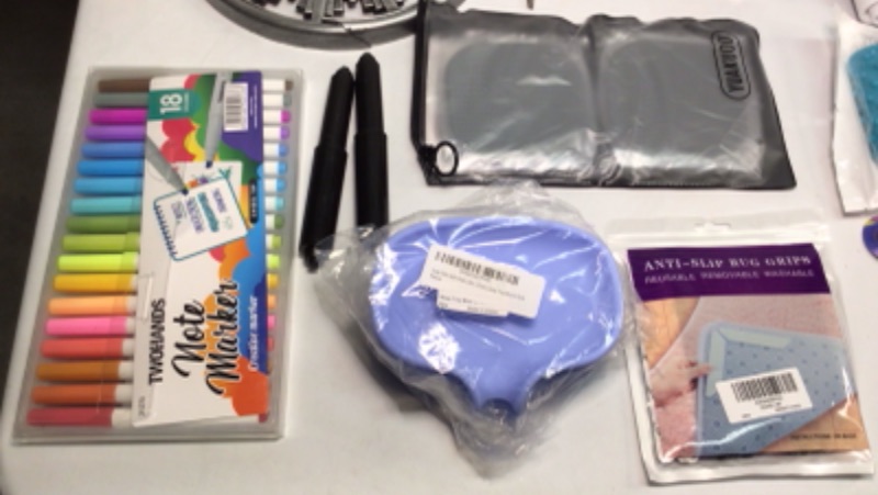 Photo 2 of Assorted Home Items Bundle- 1) 2 Bath Hand Towels 2) Soap Dishes 4 Total Lavender 3) Laundry Bags-10 Pack  4) Screwdriver 5) Toilet Paper Rolls Holder 6) Anti Slip Rug Grips 7) Silicone Back Scrubber 8) Metal DragonFly Decorative Wall Hanging 9) 2 Decorat