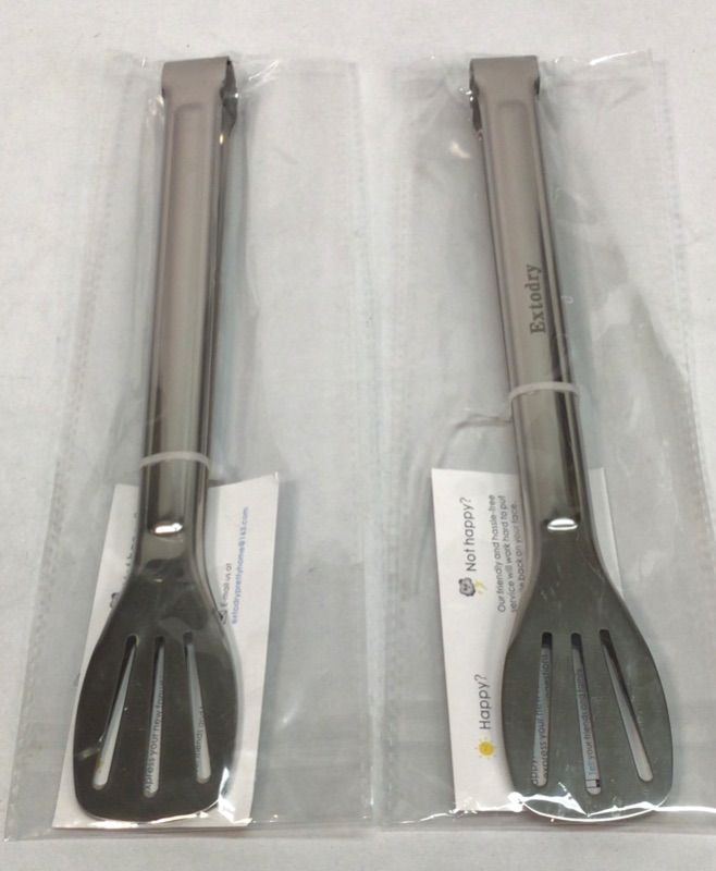 Photo 2 of 2 Pack-Extodry 304 Food Safe-Kitchen Tongs(12'')-Easy to Clean Stainless Steel Cooking Tongs Set,Polished Mirror Silver,Non Stick,Used for Salad,BBQ,Serving Tongs Utensils,Kitchen Gift etc
