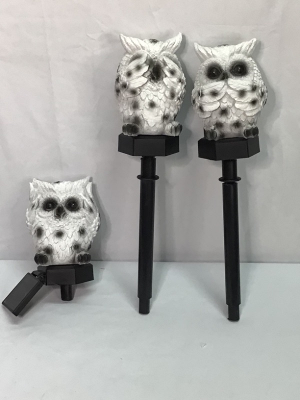 Photo 4 of Mini Owl Decor Outdoor Figurine Lights, IP44 Waterproof Solar Pathway Stake Lights, Solar Garden Decorations Lights, Outdoor Decorative Landscape Path Lights (3 Count)