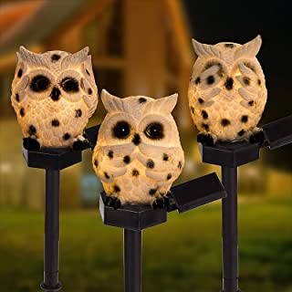 Photo 1 of Mini Owl Decor Outdoor Figurine Lights, IP44 Waterproof Solar Pathway Stake Lights, Solar Garden Decorations Lights, Outdoor Decorative Landscape Path Lights (3 Count)