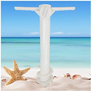 Photo 1 of  2 Pack-Beach Umbrella Sand Anchor, Umbrella Holder with 3 Spiral Screw, One Size Fits All Beach Umbrella, Safe Stand for Strong Winds White
