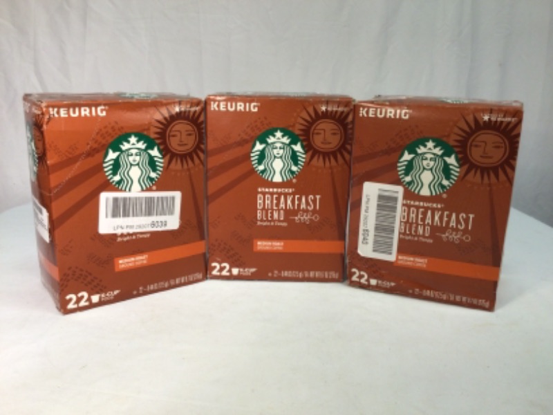 Photo 1 of 3 Boxes-Starbucks Medium Roast K-Cup Coffee Pods - Breakfast Blend For Keurig Brewers - Each Box is 22 Pods