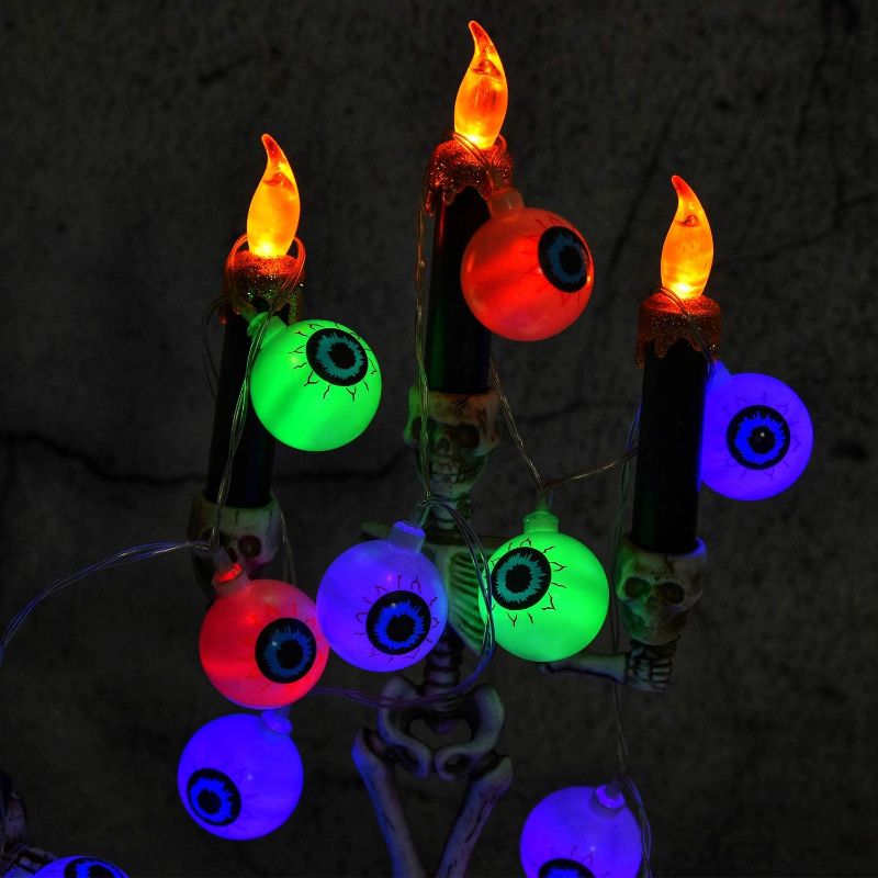 Photo 2 of Halloween Decorations String Lights, 30 LED Waterproof Cute Eyeball LED Holiday Lights for Outdoor Decor, 8 Modes Steady/Flickering Lights (Multi-Colored)