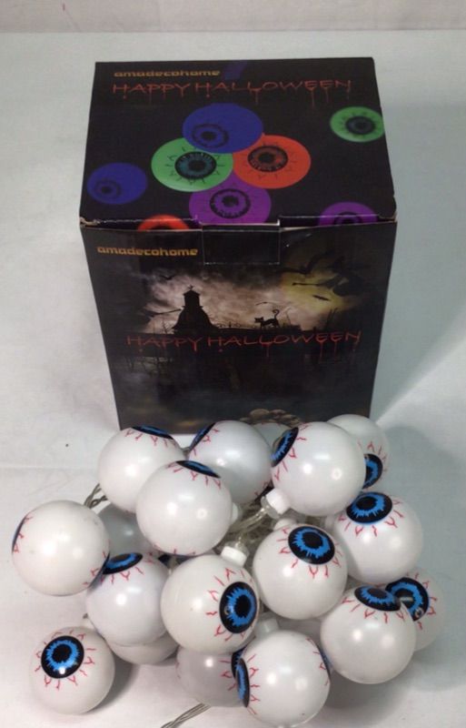 Photo 1 of Halloween Decorations String Lights, 30 LED Waterproof Cute Eyeball LED Holiday Lights for Outdoor  16.4 ft Decor, 8 Modes Steady/Flickering Lights (Multi-Colored)