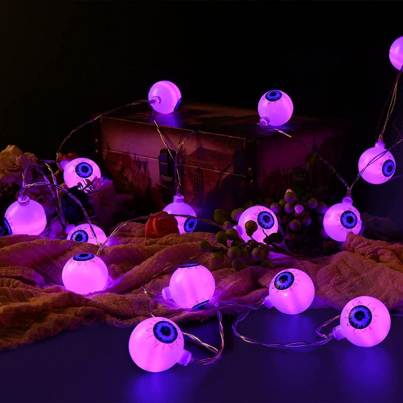 Photo 1 of Decorations String Lights, 30 LED Waterproof Cute Eyeball LED Holiday Lights for Outdoor Decor, 16.4 ft  8 Modes Steady/Flickering Lights (Purple)