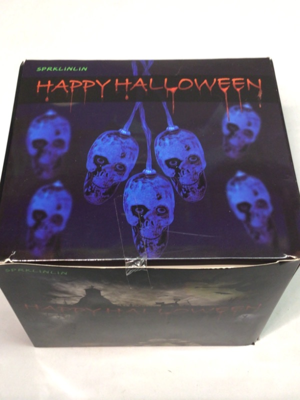 Photo 5 of LUMINATERY Halloween Decorations,3D Skull String Lights, 30 LED Lights for Indoor Outdoor Decoration (Green)