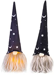 Photo 1 of 9" Swedish Halloween Gnome Lights, Handmade Tomte Plush Gnome Pack of 2