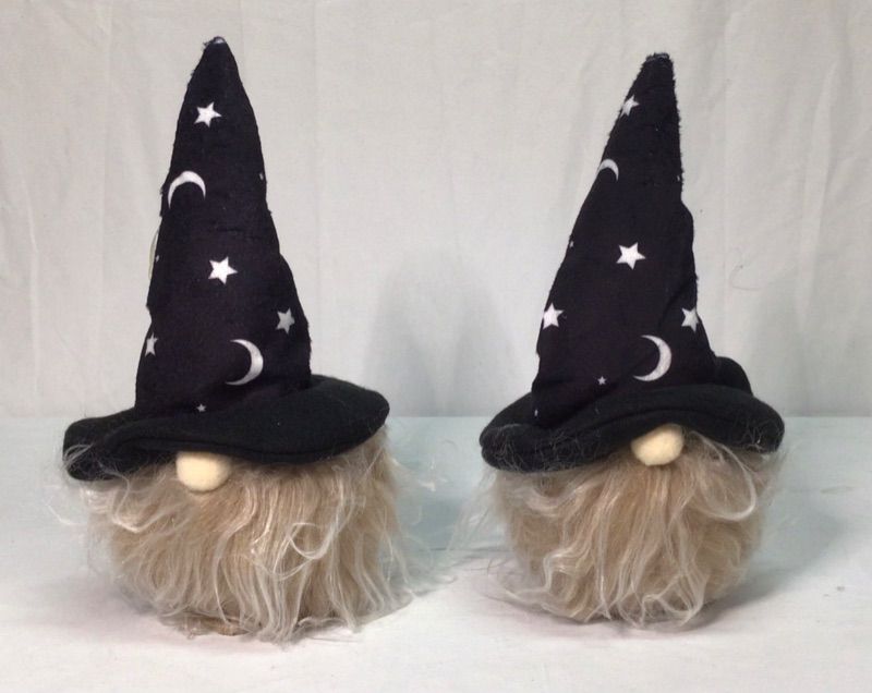 Photo 2 of 9" Swedish Halloween Gnome Lights, Handmade Tomte Plush Gnome Pack of 2