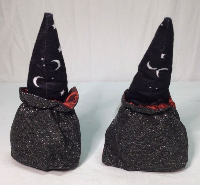 Photo 6 of 9.5" Halloween Gnome Ornament with Black Witch Cloak Hat?Swedish Tomte Scandinavian Handmade Plush Doll Decoration for Household Table Party Festival Events Kids Gifts, Pack of 2 