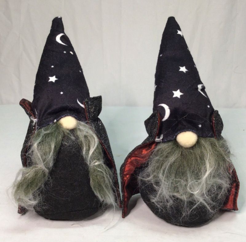 Photo 5 of 9.5" Halloween Gnome Ornament with Black Witch Cloak Hat?Swedish Tomte Scandinavian Handmade Plush Doll Decoration for Household Table Party Festival Events Kids Gifts, Pack of 2 