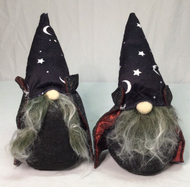 Photo 4 of 9.5" Halloween Gnome Ornament with Black Witch Cloak Hat?Swedish Tomte Scandinavian Handmade Plush Doll Decoration for Household Table Party Festival Events Kids Gifts, Pack of 2 