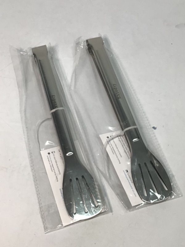 Photo 3 of 2 Pack-Extodry 304 Food Safe-Kitchen Tongs(12'')-Easy to Clean Stainless Steel Cooking Tongs Set,Polished Mirror Silver,Non Stick,Used for Salad,BBQ,Serving Tongs Utensils,Kitchen Gift etc