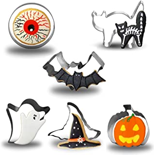 Photo 1 of 3 Pack-Wecepar 6PCS Large Halloween Cookie Cutters Set Stainless Steel Cutters Molds Perfect for Making Pumpkin,Circle,Ghost, Witch's Hat, Cat and Bat Cookie Cutter Steel 