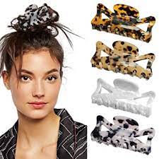 Photo 1 of Hair Claw Clips Tortoise Claw Hair Clips Acrylic Claw Clip for Women Long Short Hair Hair Jaw Clip Banana Hair Clip Non-Slip Ponytail Holder Strong Hold Hair Grip Catch Barrette(4 Packs)