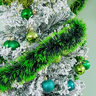 Photo 1 of 33Ft Christmas Tinsel Garland for Tree Tinsel Twist Garland Sparkly Streamer Hanging Holiday Tinsel Xmas Tree Decorations Wedding Party Supplies Indoor Outdoor Home Ornaments(Bright Green & White)