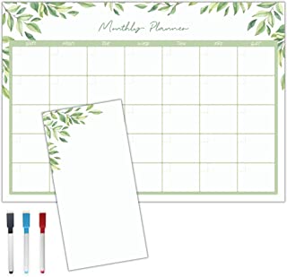 Photo 1 of Magnetic Calendar for Refrigerator - Foliage | Set of 2 Magnetic Dry Erase Board: Monthly Magnetic Fridge Calendar 12 x 17 Inch, Small Note Pad 5 x 10 Inch | Includes 3 Markers