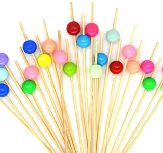 Photo 1 of 100pcs Cocktail Picks 4.7 inch for Appetizers Fruit Sticks Wooden Round Food Picks Cocktail Toothpicks Bar Party 