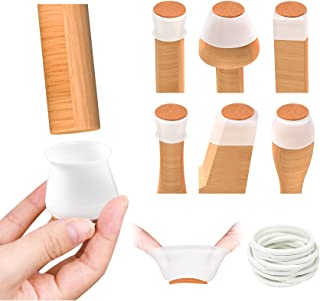 Photo 1 of Chair Leg Floor Protectors, HOMEBROS 16 Packs Silicone Felt Bottom Furniture Foot Protectors Pads with Rubber Band Table Chair Leg Covers to Protect Floor from Scratches Reduce Noise - Transparent