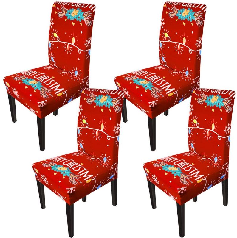 Photo 1 of Christmas Chair Covers for Dining Room Printed Chair Slipcovers Christmas Decorations (Set of 4,Christmas Lights)