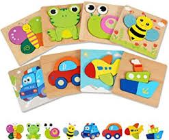 Photo 1 of MKPKIC WOODEN JIGSAW PUZZLES GIFTS TOYS FOR TODDLERS 8 PACK