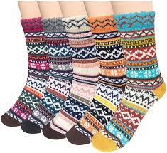 Photo 1 of LORITTA 5 PAIRS WOMEN WOOL SOCKS THICK KNIT VINATGE WINTER WARM COZY CREW SOCKS ONE SIZE FITS ALL