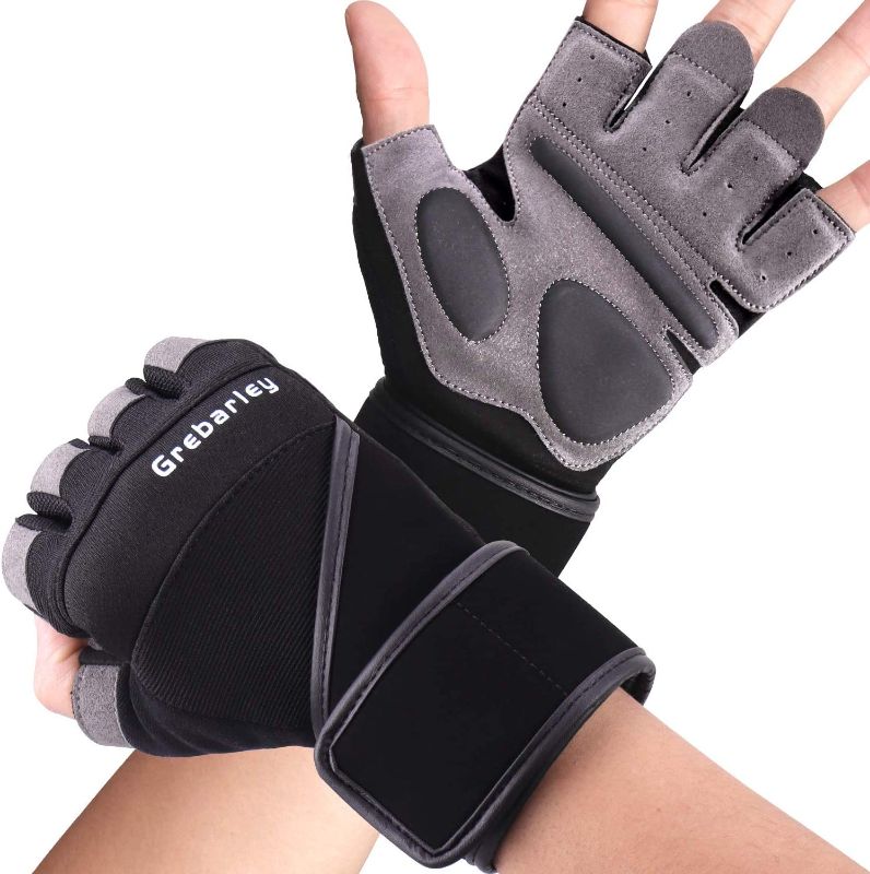 Photo 1 of Grebarley Workout Gloves, Gym Gloves, Weight Lifting Gloves, Training Gloves with Wrist Support for Fitness, Exercise, Crossfit, Full Palm Protection & Extra Grip, Hanging, Pull ups for Men & Women (Small)