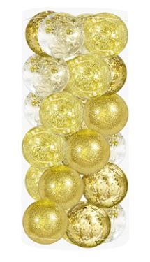 Photo 1 of 24PCS Christmas Ball Decorations 60mm/2.36", Shatterproof Clear Plastic Christmas Balls Ornaments for Xmas Tree, Hanging Ball for Holiday Wedding Party Decoration (Gold)
