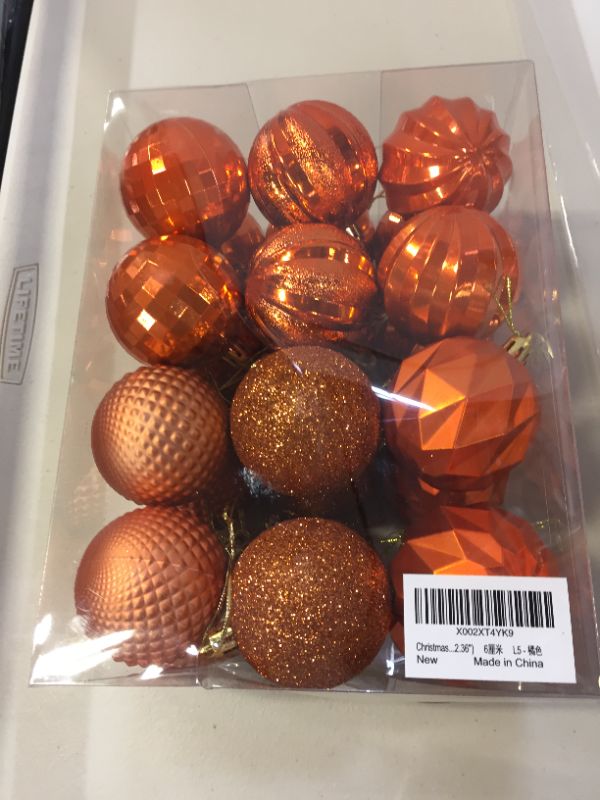 Photo 2 of Dohance Christmas Balls Ornaments, Xmas Ball Baubles Set - Shatterproof Decorative Hanging Ornaments Baubles Set for Xmas Tree (Orange, 60mm/2.36")