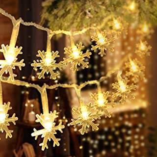 Photo 1 of Casy Mall Christmas Lights, Snowflake String Lights 19.6 ft 40 LED Fairy Lights Battery Operated Waterproof for Room White Elephant Gift, Indoor Outdoor, Christmas Tree Decorations (Warm White)