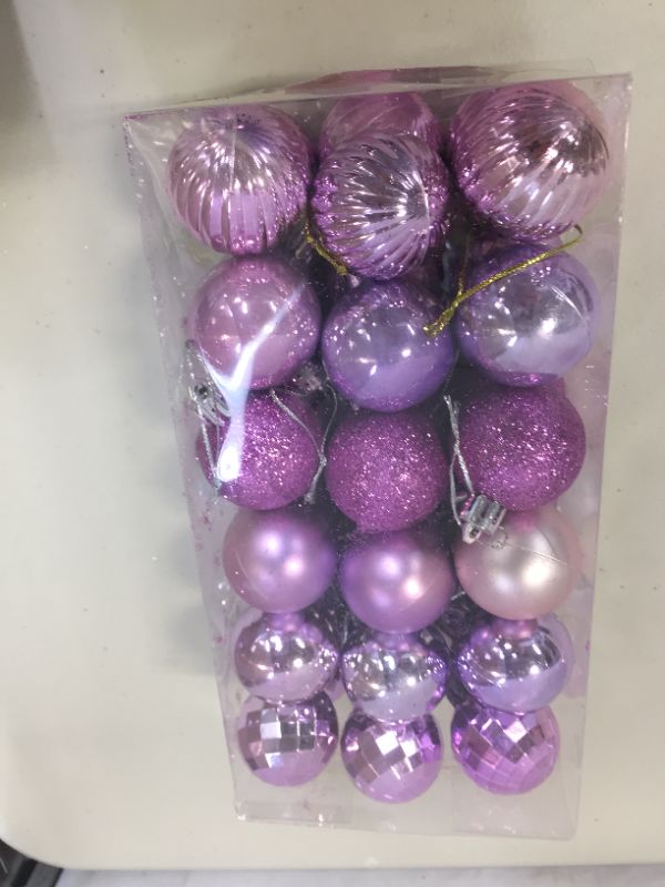 Photo 2 of Christmas Tree Bauble Balls Set Xmas Hanging Ball Ornaments Decorative Decor for Home Holiday Party Wedding Decoration 40mm 36Pcs/Box (Light Purple)