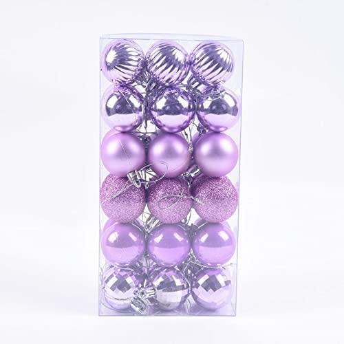 Photo 1 of Christmas Tree Bauble Balls Set Xmas Hanging Ball Ornaments Decorative Decor for Home Holiday Party Wedding Decoration 40mm 36Pcs/Box (Light Purple)