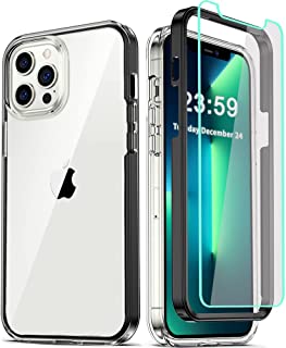 Photo 1 of COOLQO Compatible for iPhone 13 Pro Max Case 6.7 Inch, with [2 x Tempered Glass Screen Protector] Clear 360 Full Body Protective Coverage Silicone 14 ft Military Grade Shockproof Phone Cover Black