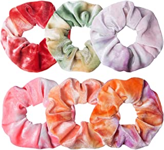 Photo 1 of 6 Pack Velvet Scrunchies for Girls Big Scrunchies for Hair, VSCO Girl Stuff Hair Accessories,6 Tie-Dyed Colors , Christmas Gifts for Women Teenage Girls