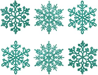 Photo 1 of XmasExp 120mm/4.7inch Large Glitter Snowflake Ornaments Set Christmas Tree Hanging Plastic Decoration for Xmas Party Wedding Anniversary Window Door Home Accessories (30pcs,Turquoise)